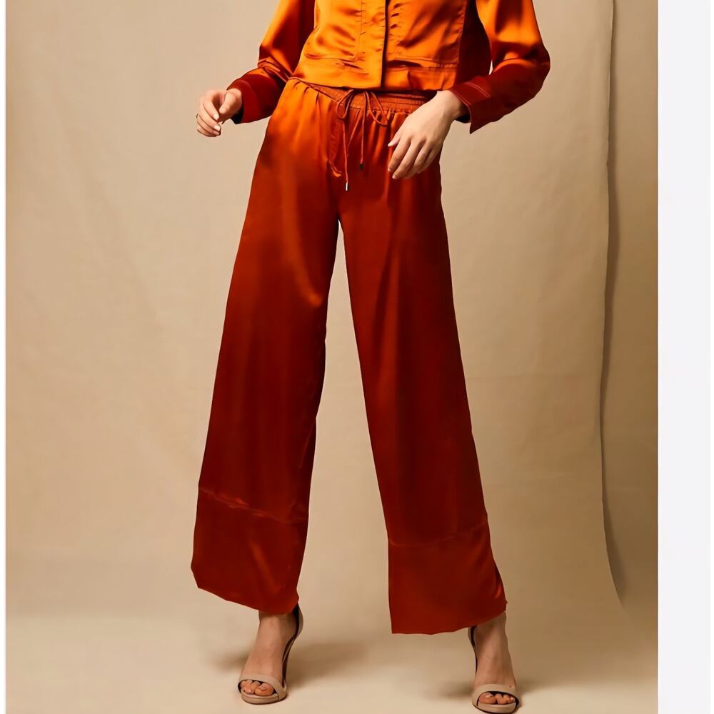 Choosy Burnt Orange 18 Pull OnPants Satin Wide Leg Issa NWT - Picture 6 of 6